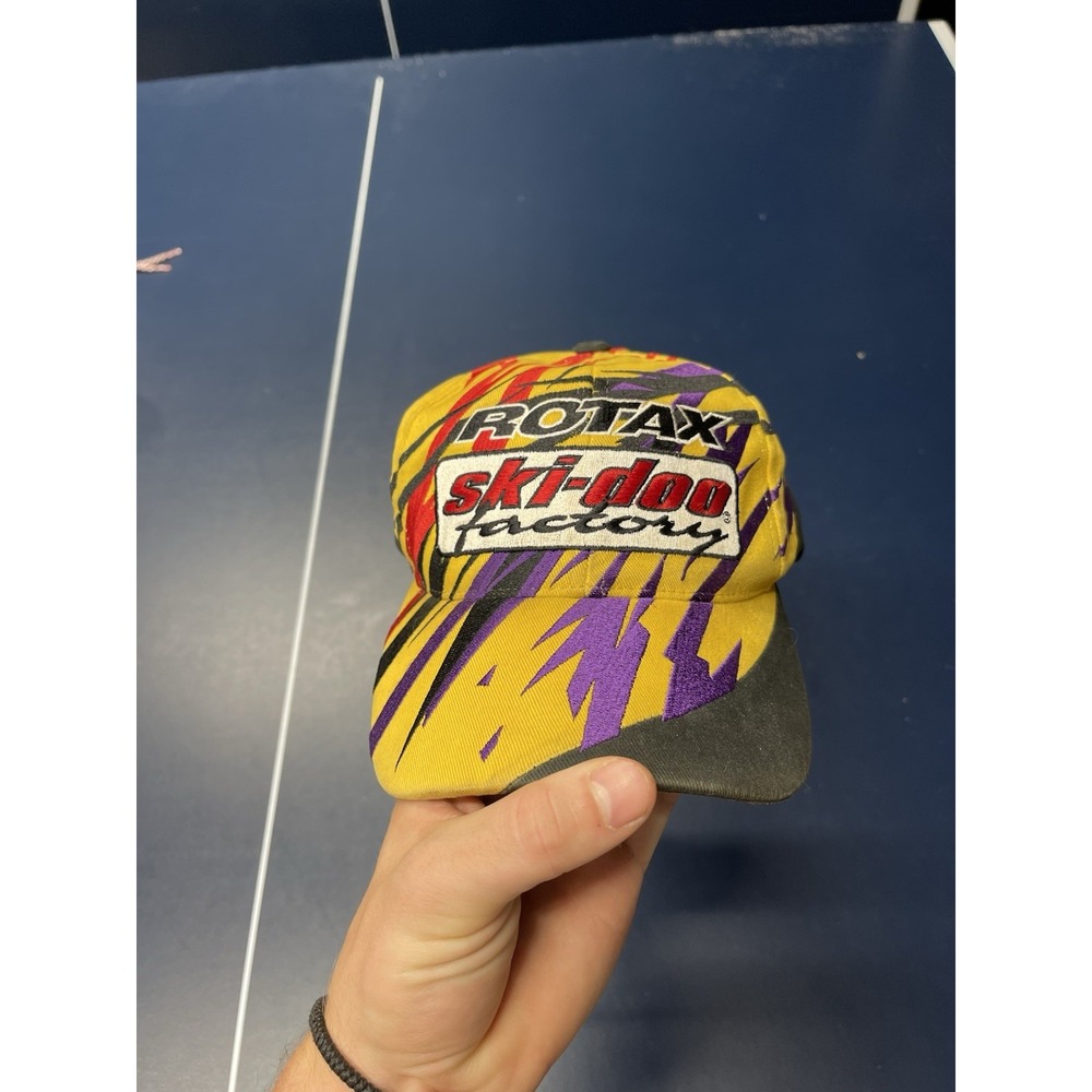 Vtg Skidoo Factory Rotax Racing AOP Splatter Baseball Cap